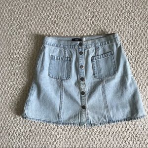 Button down denim skirt